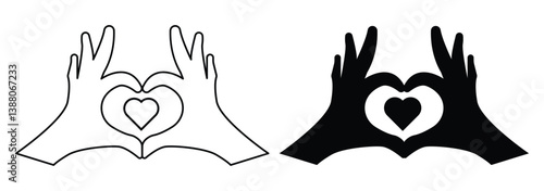  set of hands holding heart icons, representing care, charity, and love. flat and vector style. eps 10.