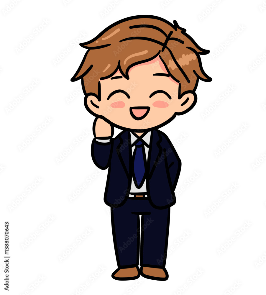 cute business man acting say hi in doodle style illustration cute business man acting say hi in doodle style illustration