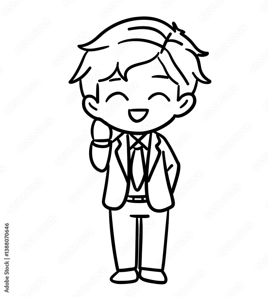 cute business man acting say hi illustration cute business man acting say hi illustration