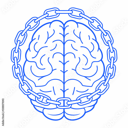 Brain in chains – depression, mental block, or psychological restriction concept