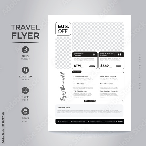 Enjoy the world Travel Flyer Poster Design Template