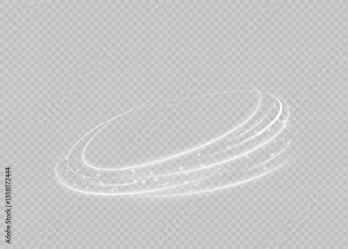 Light white spiral. Modern abstract white high speed movement. Rotating shiny rings. Dynamic motion light trails. Vector EPS10