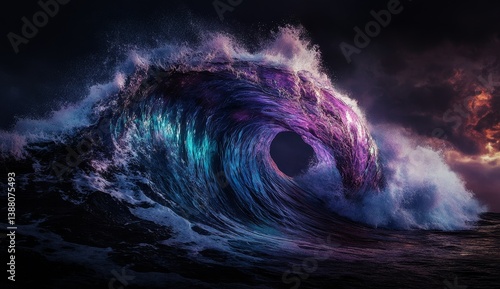 A Mystical, Otherworldly Wave of Enchanting Colors in a Night Sky, Capturing the Essence of a Cosmic Storm.