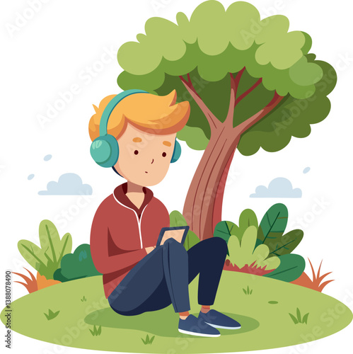 alone-at-the-fresh-air--vector-illustration