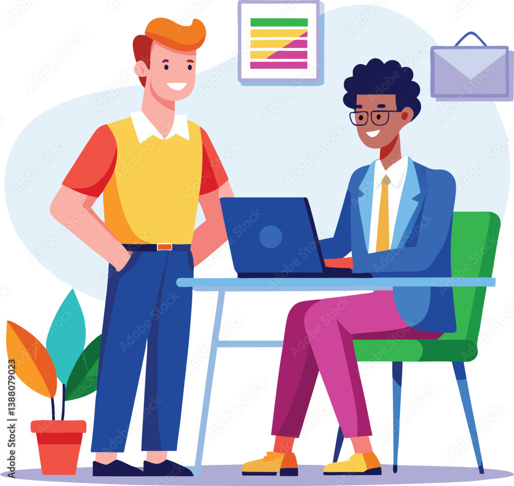 Obraz premium lgbtq-person-job-interview--vector-flat-modern