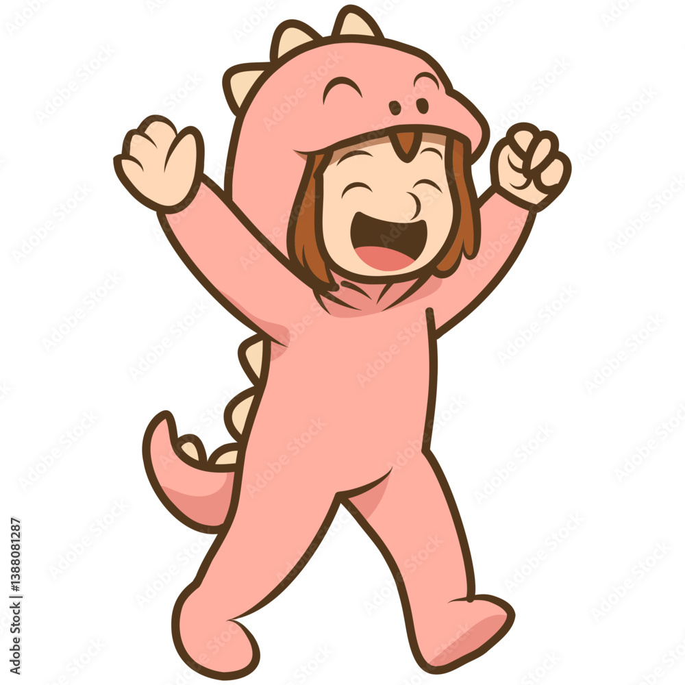 Girl with dino costume Girl with dino costume