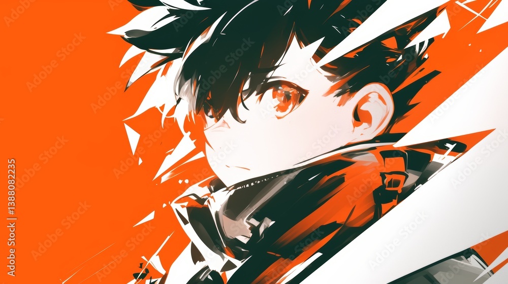 Obraz premium Fiery Anime Boy: A Bold Digital Painting