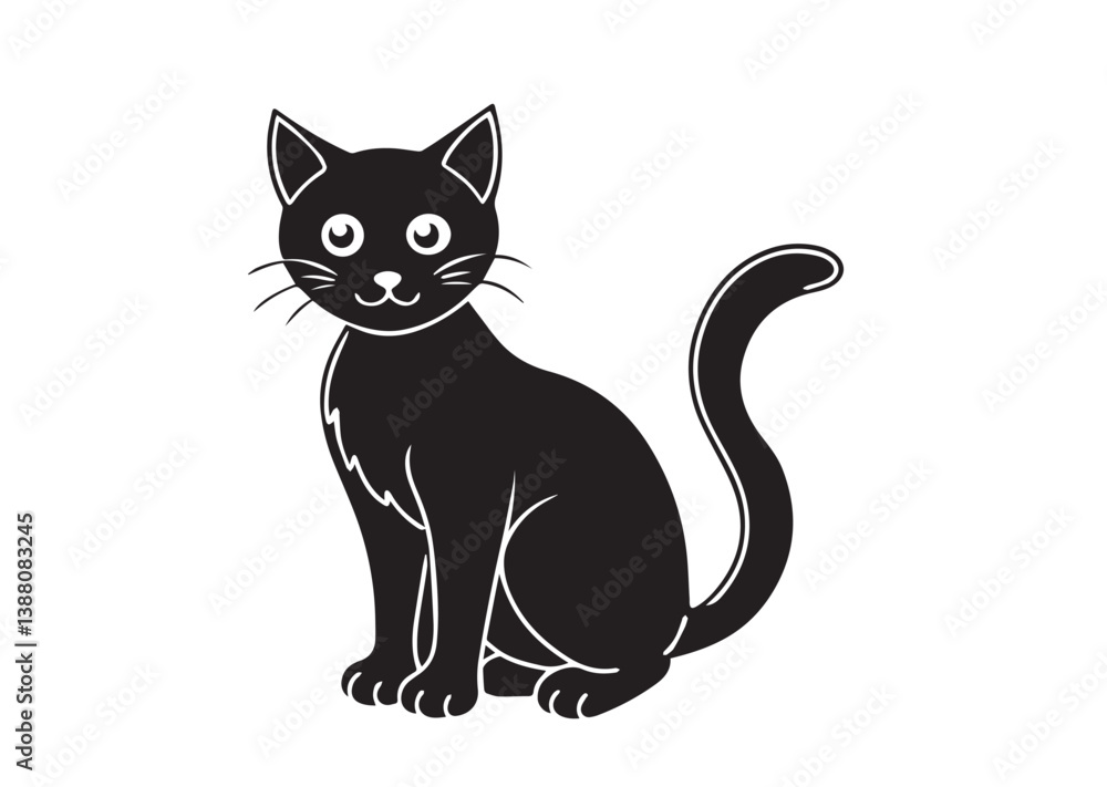 Fototapeta premium Halloween cat vector illustration, Halloween cat silhouette vector
