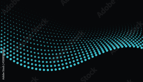 Abstract dotted ripple with soft distortion on black