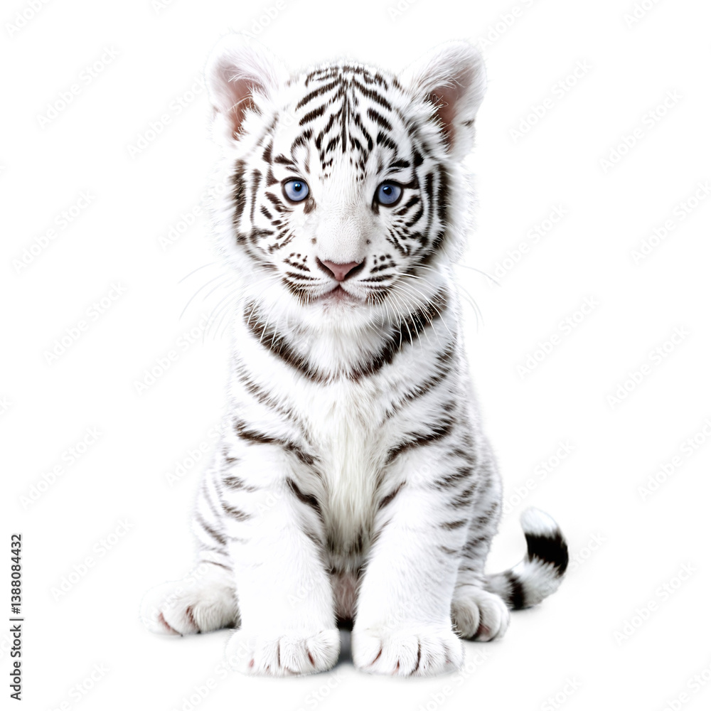 Fototapeta premium white tiger kitten isolated on transparent background