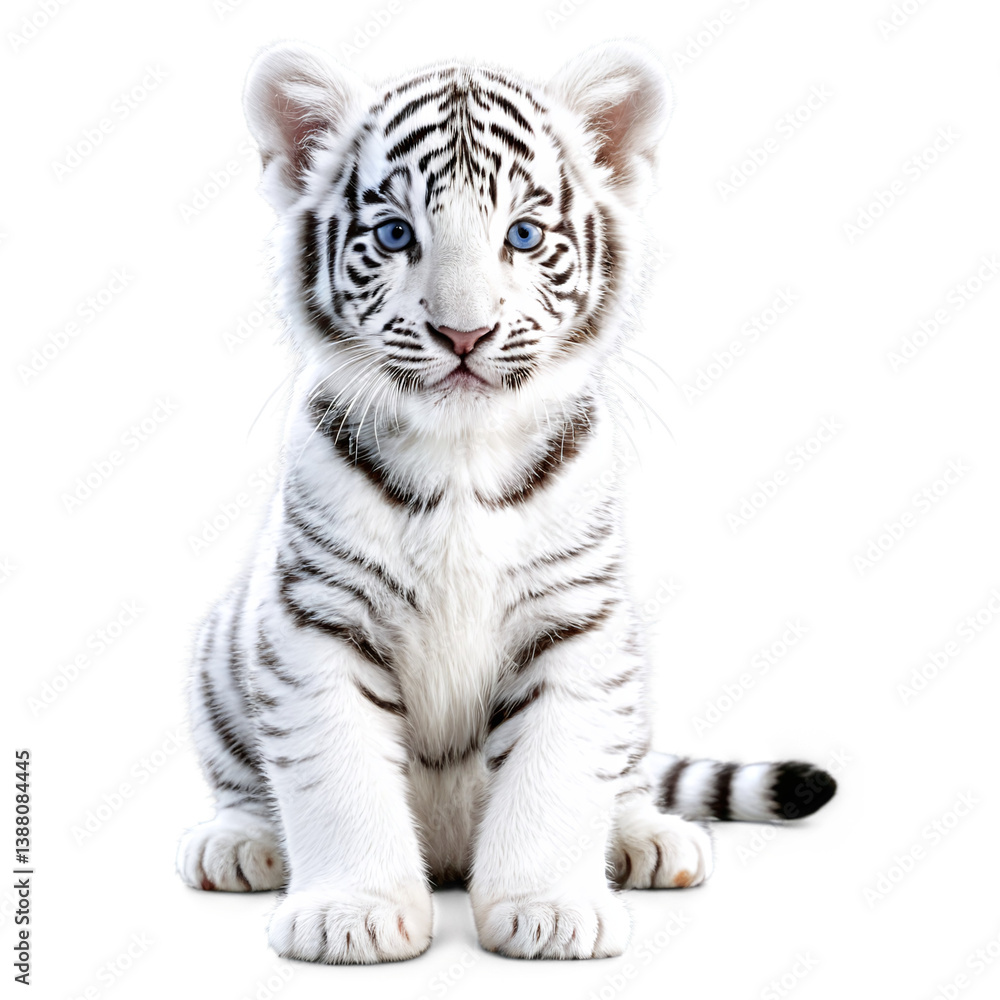 Fototapeta premium white tiger kitten isolated on transparent background