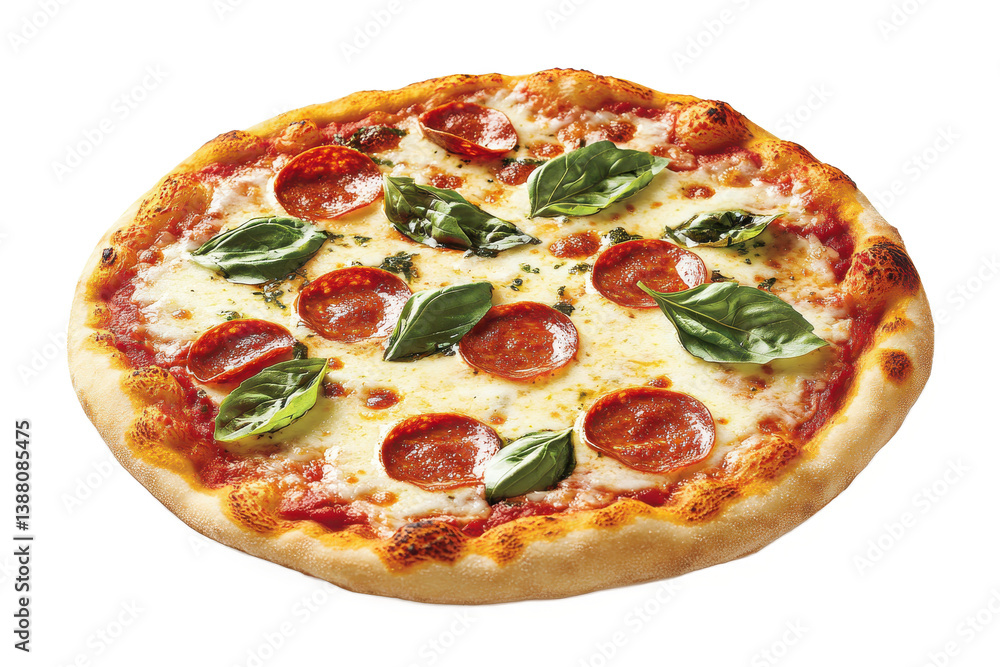 Assortment of Margherita and Pepperoni Pizzas with Fresh Basil Assortment of Margherita and Pepperoni Pizzas with Fresh Basil
