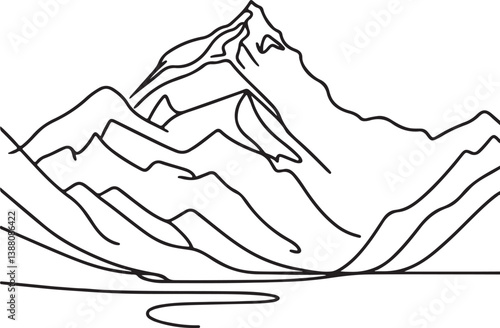 Line Drawing of Mount Everest. A Stunning Vector Art of the Himalayas