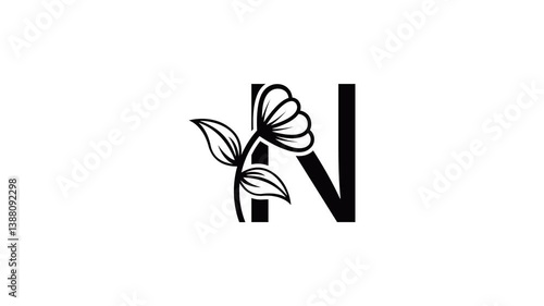 Line Art Letters. Continuous one line drawing with flower lines Vector illustration. looping video