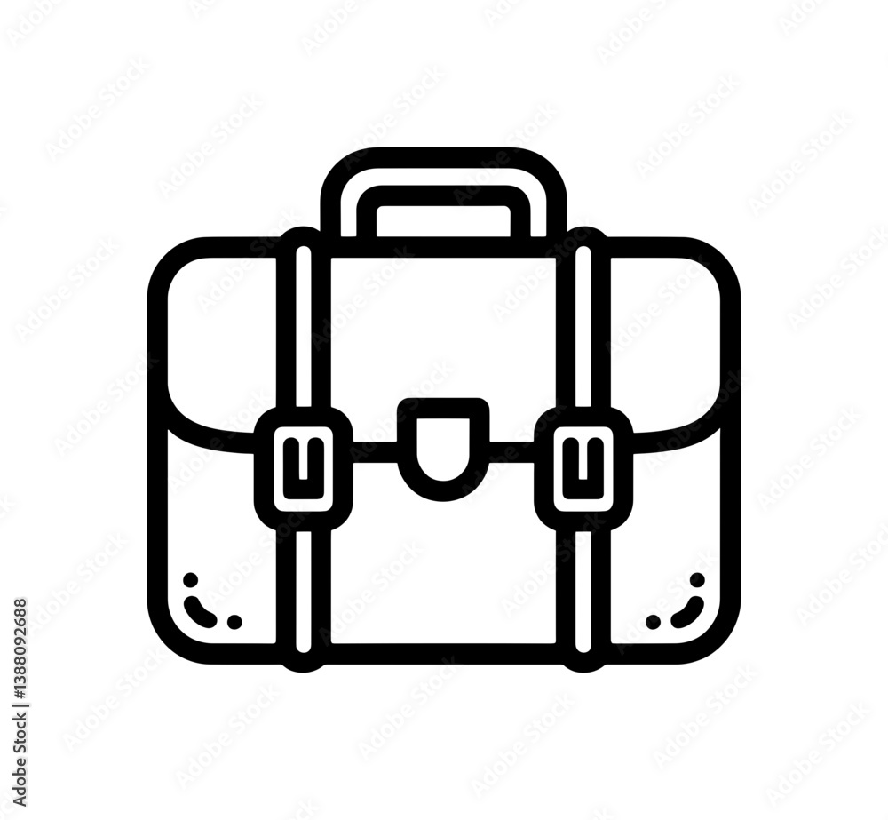 stylized black outline drawing of a briefcase