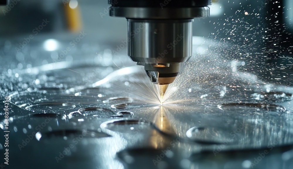 High-speed cutting or engraving process with sparks and metal shavings, dynamic interaction between tool and material, blurred background emphasizing foreground motion, industrial precision. High-speed cutting or engraving process with sparks and metal shavings, dynamic interaction between tool and material, blurred background emphasizing foreground motion, industrial precision.