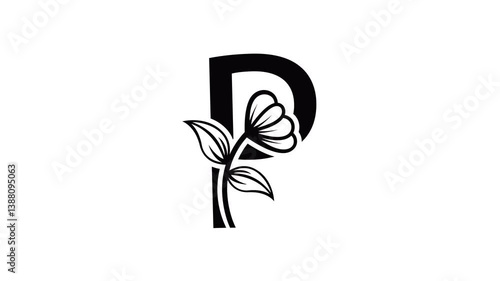 Line Art Letters. Continuous one line drawing with flower lines Vector illustration. looping video