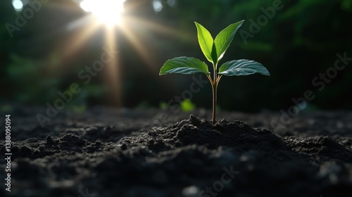 Wallpaper Mural Tiny sprout emerging from soil, bathed in sunlight Torontodigital.ca