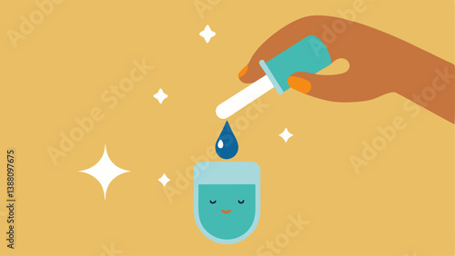 Moisture Boost A hand holding a dropper above a face applying the oil with sparkling effects to represent hydration and nourishment.