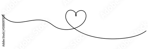 Continuous line drawing heart shape. Love linear symbol. Vector illustration isolated on white.