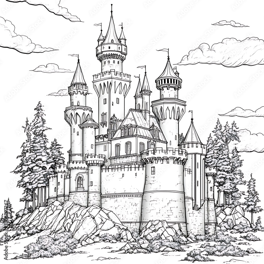 Fairytale castle architecture black and white high resolution images Fairytale castle architecture black and white high resolution images