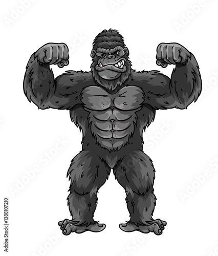 gorilla full body vector hand drawn illustration design