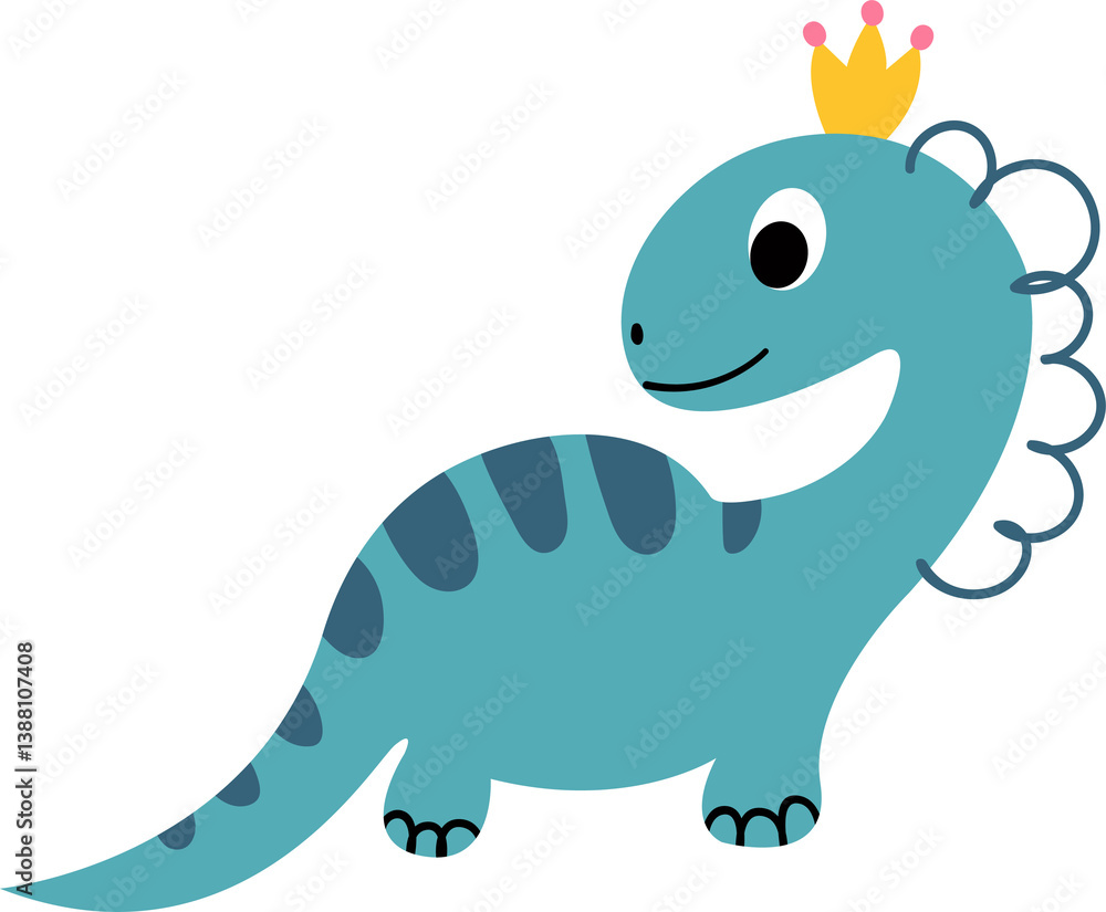 Cute Cartoon Dinosaur with Crown Cute Cartoon Dinosaur with Crown
