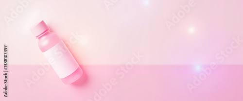 Vibrant water bottle mockup on soft gradient background, modern branding