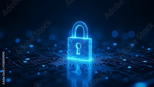 Wallpaper Mural Cyber Security Glowing digital padlock on circuit board ensuring online safety and data protection Torontodigital.ca