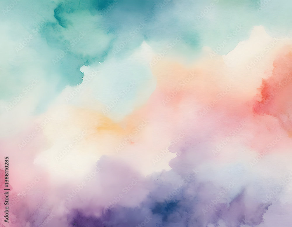 Obraz premium soft fluffy Colorful watercolor background, soft colors with dreamy texture background with copy space
