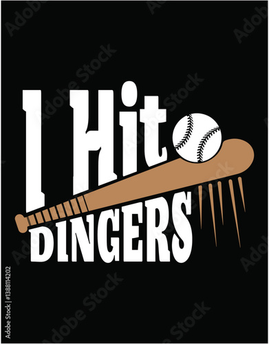 I Hit Dingers Baseball Game Printable File - printable editable vector art file.
