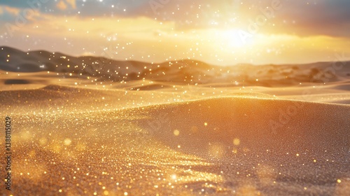 Fototapeta Naklejka Na Ścianę i Meble -  Sparkling golden sand dunes under bright sun