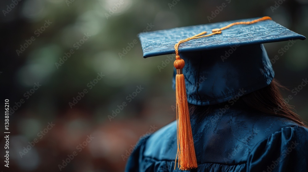 Graduation Cap Resting on Green Leaves in a Bright Outdoor Environment During a Sunny Day