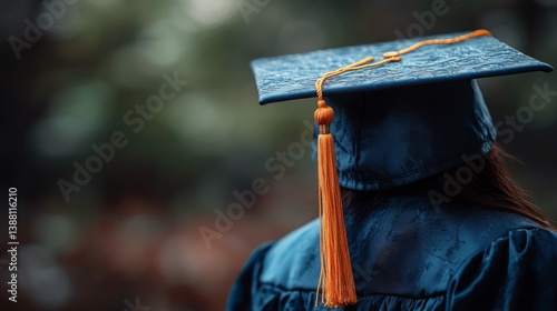 Graduation Cap Resting on Green Leaves in a Bright Outdoor Environment During a Sunny Day