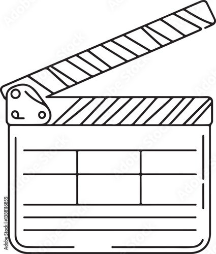 Old Classic Movie Board Clapper - Line Vector Illustration