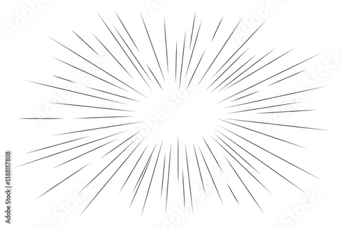 Line action comic effect, concentration line burst from center, motion effects, explosion speed in comics style