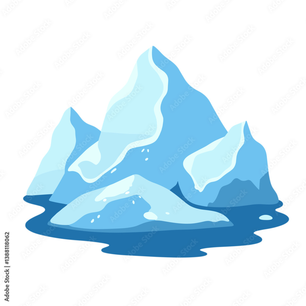 Iceberg in a Calm Sea Illustration Iceberg in a Calm Sea Illustration