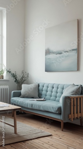 Obraz na płótnie Cozy Living Room With Artistic Decor and Natural Light During Daylight Hours w salonie