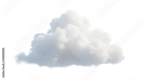 Peaceful White Cloud with Subtle Shading and Fluffy Texture