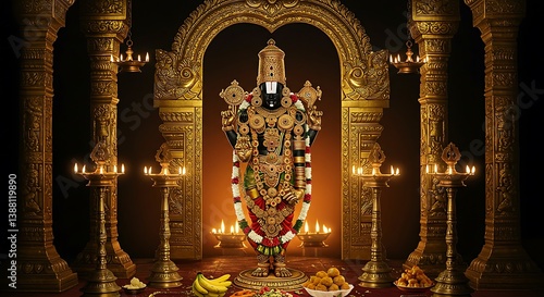 The grandeur of the Golden Shrine and the deity Lord Venkateswara idol