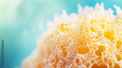 Macro shot of natural sea sponge with vibrant background