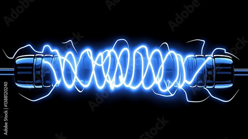 Blue Energy Coil with Dark Background.