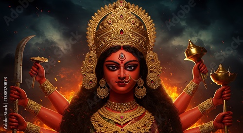 Empress Durga: A Majestic Depiction of Power and Divine Femininity
