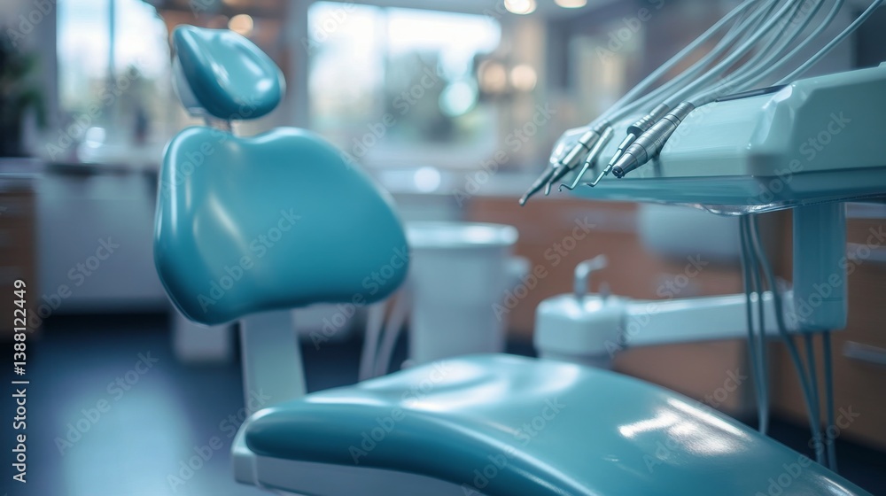 Modern Dental Chair in a Well-Lit Clinic During a Routine Checkup Appointment