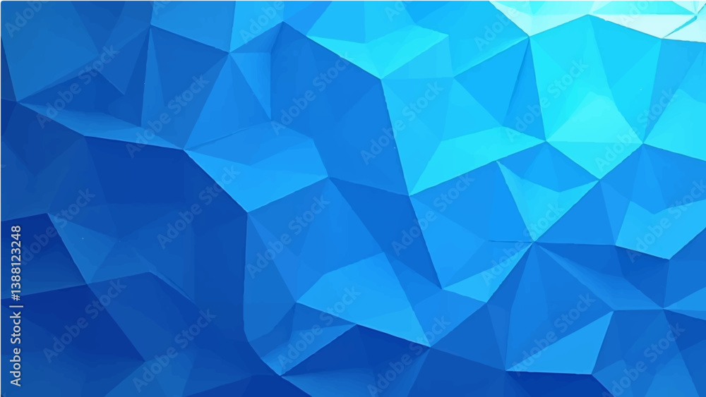 A vector illustration of a low-poly abstract background. The design is composed of numerous interconnected triangles in varying shades of blue, ranging from a deep, dark blue at the bottom to a lighte A vector illustration of a low-poly abstract background. The design is composed of numerous interconnected triangles in varying shades of blue, ranging from a deep, dark blue at the bottom to a lighte