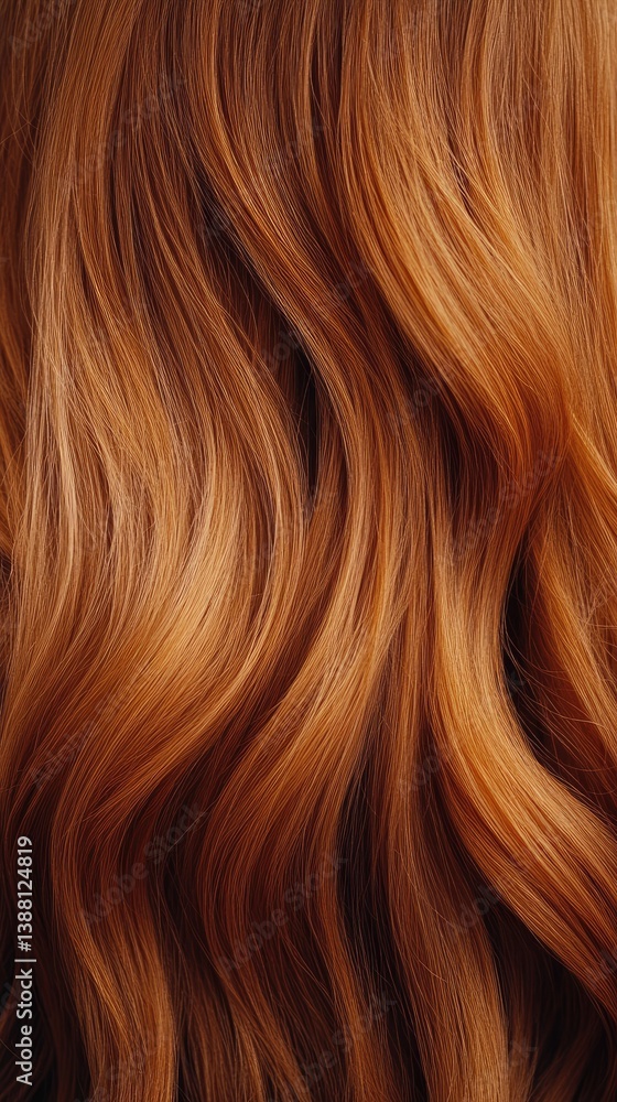 Fototapeta premium Close-up of rich auburn wavy hair
