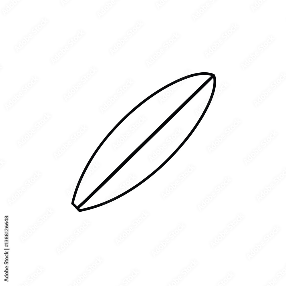 Surfboard Icon Line Art Design, Minimalist, Ocean Wave Riding, Summer Sports Equipment, Beach Lifestyle Illustration Surfboard Icon Line Art Design, Minimalist, Ocean Wave Riding, Summer Sports Equipment, Beach Lifestyle Illustration