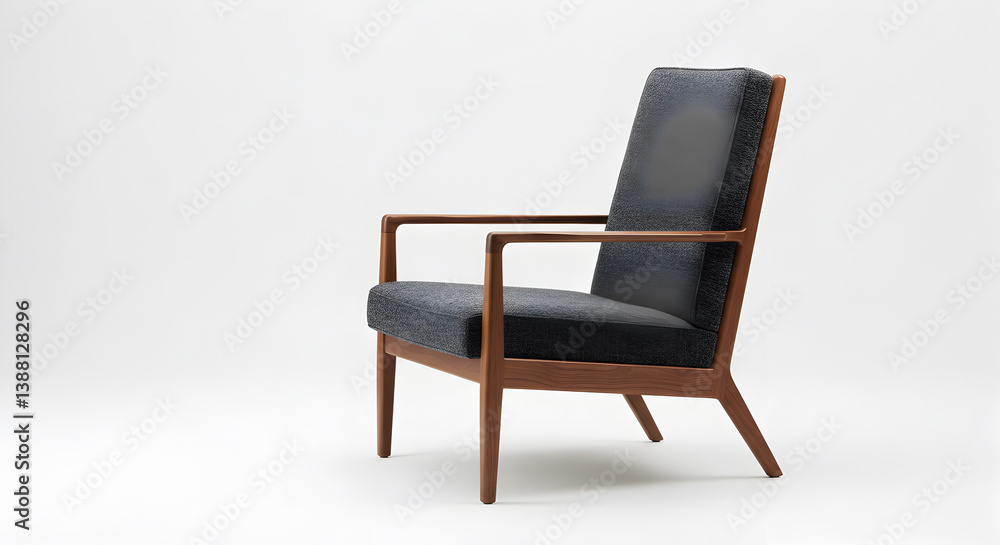 Elegant Captains Chair with Walnut Frame and Wool Upholstery Elegant Captains Chair with Walnut Frame and Wool Upholstery