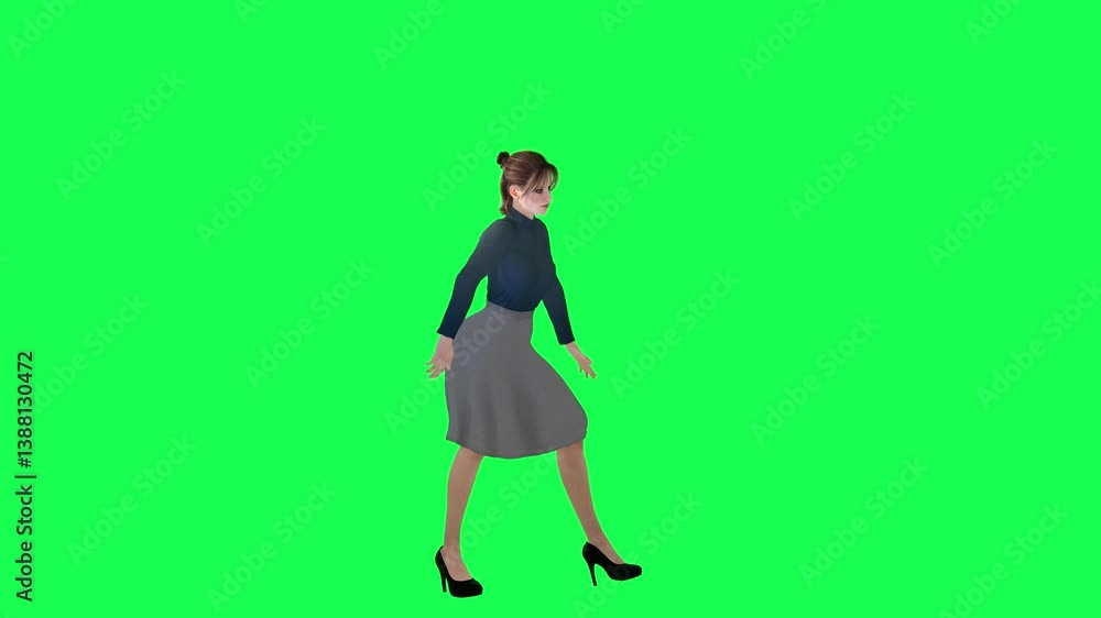 An animated scene showing Slim woman with a big body with chroma key background, perfect for commercial and educational use. An animated scene showing Slim woman with a big body with chroma key background, perfect for commercial and educational use.