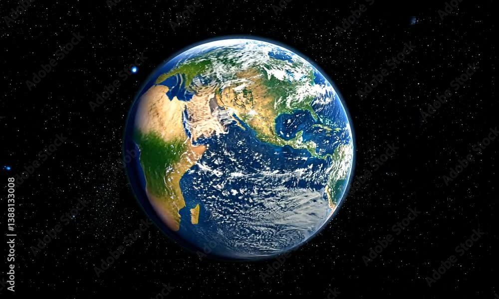 Rotating Earth View From Space Realistic Rendered 3D Illustration Rotating Earth View From Space Realistic Rendered 3D Illustration